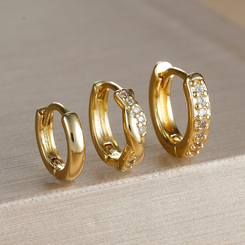 E-shop 3er Set Runde Kreis Hoop Ohrringe für Damen Einfache Hübschen Twists Ohrstecker Knorpel Piercing Schmuck
