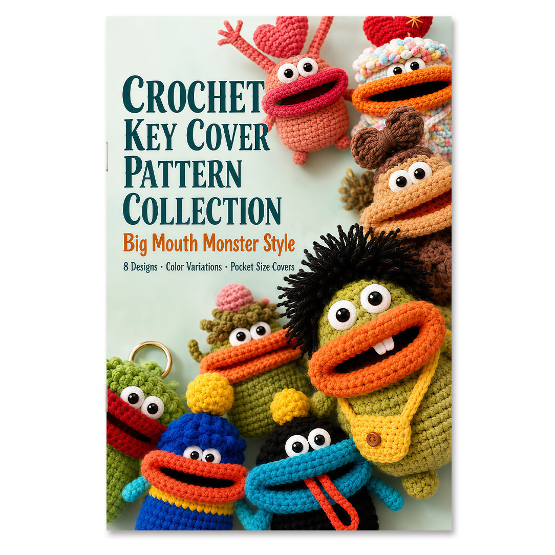 TEMU 1pc Crochet Keychain Making Manual, Featuring 8 Adorable Monster Designs With Knitting Instructions And Clear Illustrations. Suitable For Daily