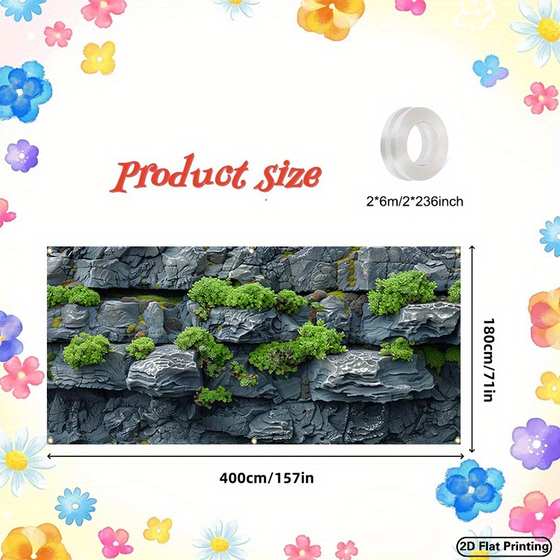 TEMU 1pc Wall 2d Flat Banner - Ivy & Foliage, Durable Polyester Fiber Indoor/outdoor Decoration Suitable For Garage Doors, Walls, - Easy To Hang,
