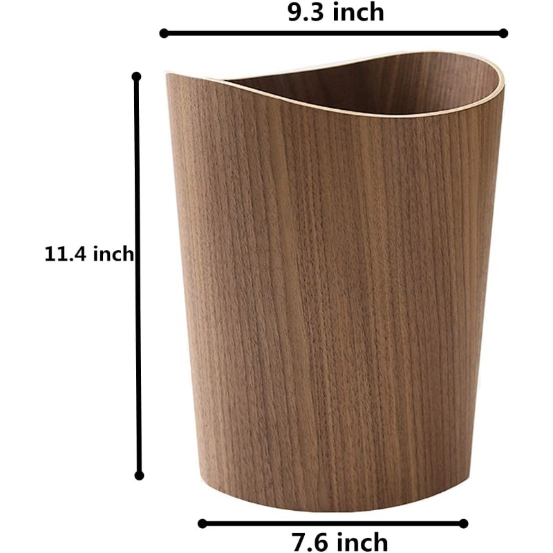 capacity wood trash can with pull out wide mouth round stackable wastebasket suitable for bathroom office natural wood garbage bin rustic farmhouse   saving recycling bin Product details 2