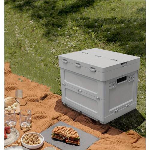 folding storage box with table 3in 1 camping collapsible bins with parking warning sign multifunctional foldable storage container suitable for outdoor picnic home