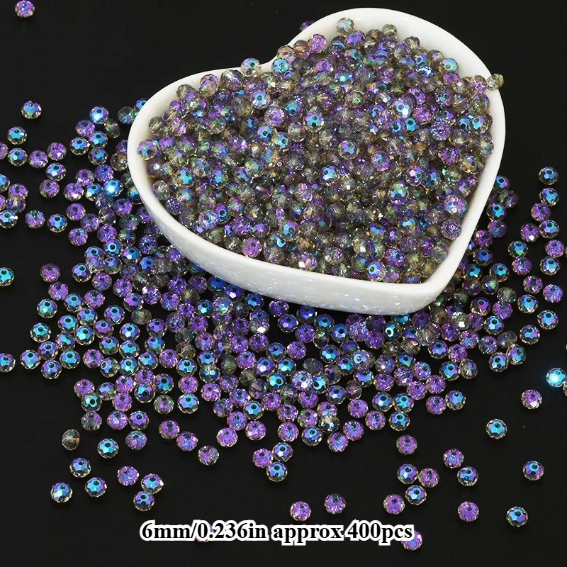 Image of 600/400pcs Purple Sparkling Glass Flat Round Loose Beads Suitable For Jewelry Making Diy Necklace Earrings Handmade Jewelry Making Valentine's Day Creative Gifts 3/4/6mm