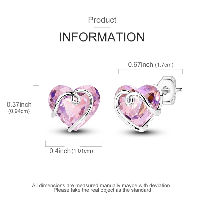 Women's 925 Silver Heart Earrings, Elegant & Versatile