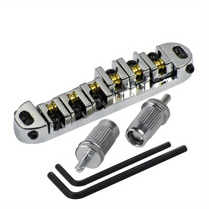 Tune-O-Matic Bridge for Les Paul Style Electric Guitar - Chrome Metal Plated Roller Saddle, Adjustable Height & Tension, Durable Alloy Construction, Mixed Color, Precision Tuning & Smooth Playability, Guitar Tuning, Sleek Metallic Finish, Highquality Components