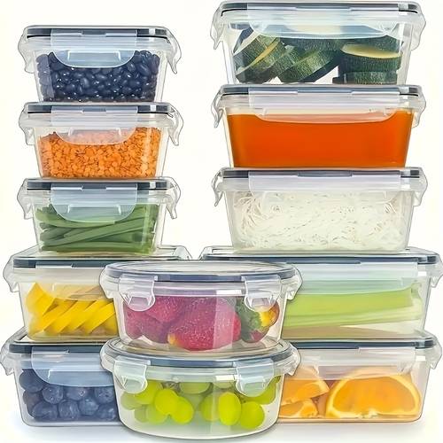8-teiliges set (4 deckel 4 behälter) – transparente aufbewahrungsboxen in verschiedenen größen mit verschließbarem deckel | ideal zur aufbewahrung von obst, gemüse, pasta usw. – mikrowellengeeignet, hält ihre küche sauber | auslaufsicher, spülmaschinenfest