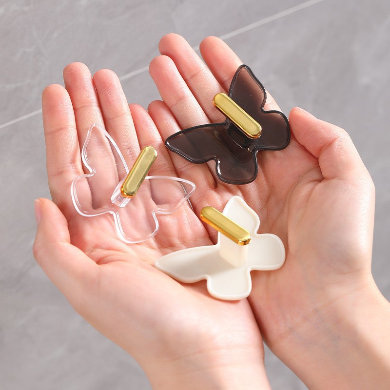 Gancho de mariposa de 1/3/6 piezas, de lujo ligero para baño, sin perforación, de gran capacidad de carga, para parte trasera de puerta de cocina, para bolsa, gancho adhesivo para bolsa, toalla, llave, almacenamiento