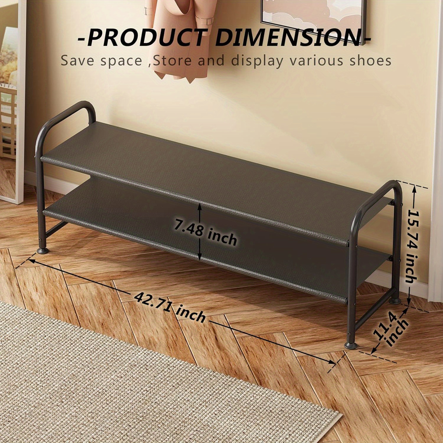 2 tier shoe rack shoe storage organizer stackable shoe rack suitable for small spaces at wardrobe entrances details 1