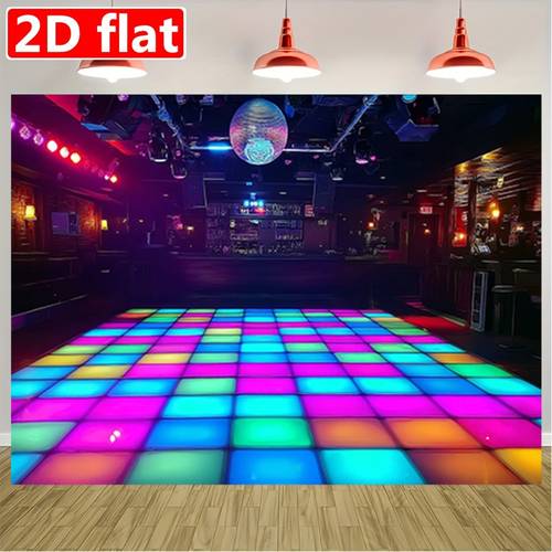 2d flat 1pc large disco dance floor backdrop suitable for indoor outdoor party decorations extra large checkered pattern with vibrant multicolor hues fabric suitable for weddings birthdays clubs disco themed events decor