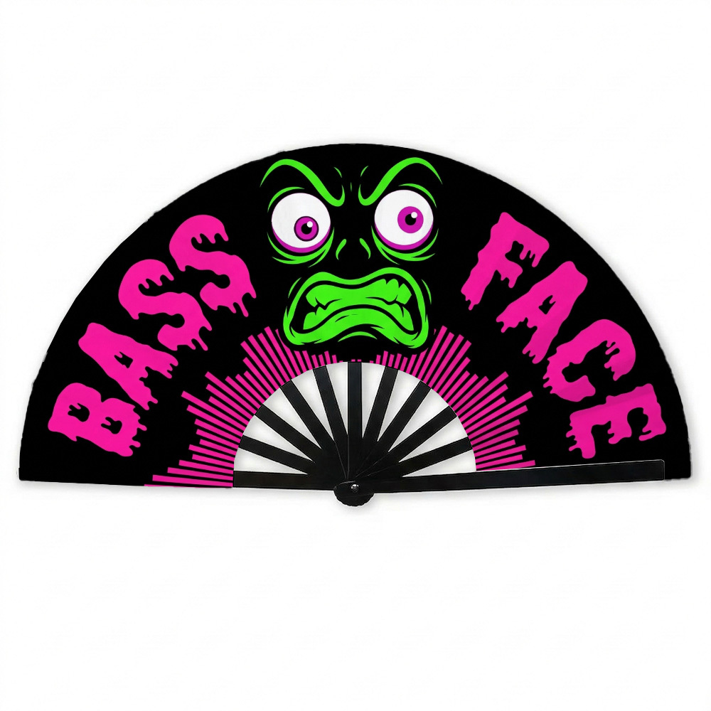 TEMU 1 stuks EDM Rave Opvouwbare Handwaaier " FACE" Geschikt voor Indoor Muurdecoratie, Feesten, Jubilea, Bruiloften, Evenals een Prop voor