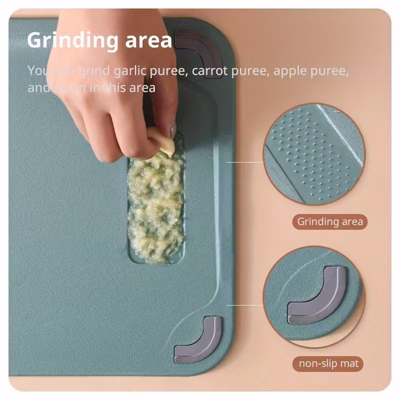 1pc heavy duty stainless steel cutting board with non slip base grinding large rectangular kitchen countertop durable surface for vegetables Product details 1