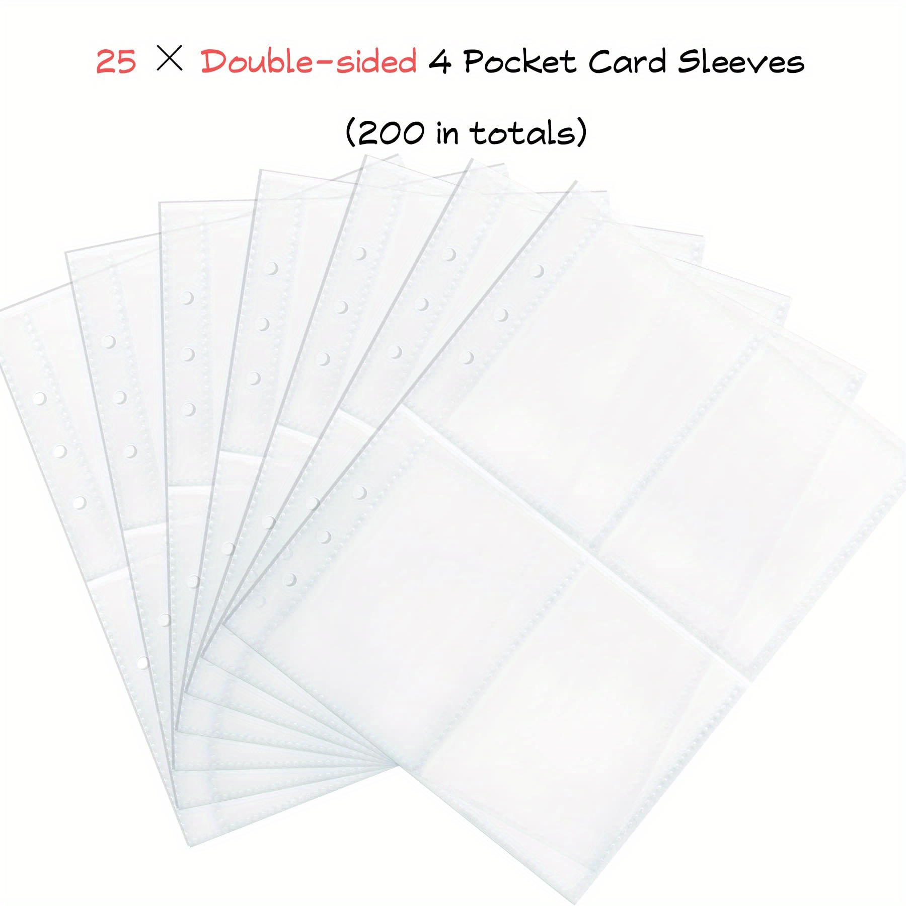 E-shop 200 Doppelseitiger Seiten-Schutz 4 Sammelkartenhüllen Passend für 6-Ring-Binder Hält 2.7"x3.7" Standardgröße Karten Kpop Photocard Spiel