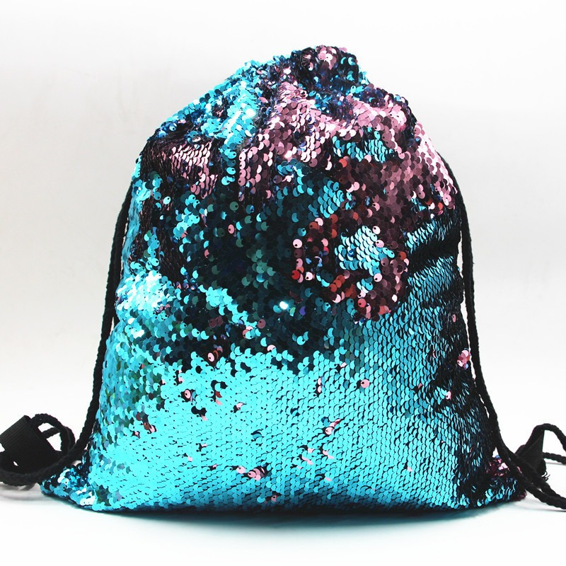 

Mermaid Sequin Sports Bag Sequin Drawstring Backpack Sequin Outdoor Shoulder Bag