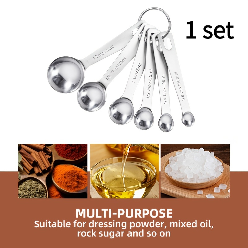 TEMU 1 Ensemble de cuillères à mesurer en acier inoxydable, ustensiles de cuisine empilables et durables pour , solides et poudres, avec crochets