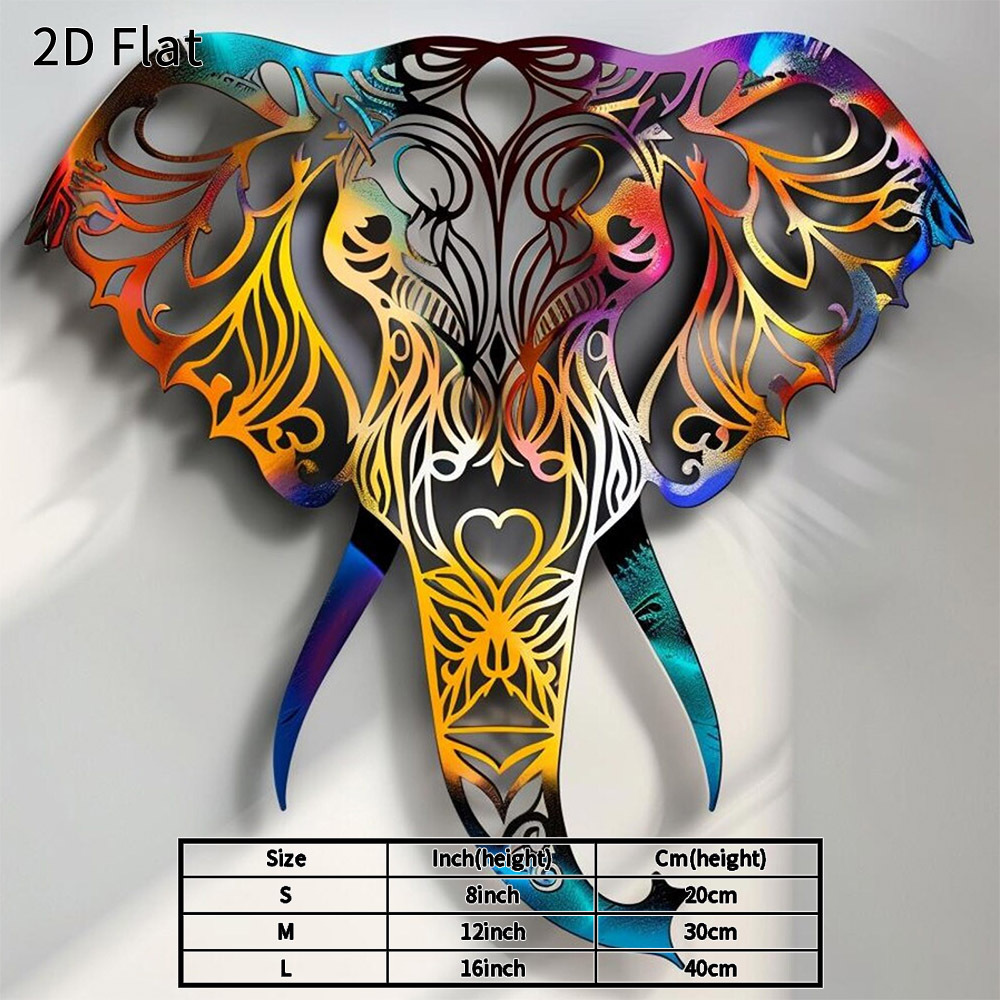 TEMU 2d Flat Design, Elephant Metal Wall Art, Stylish Bohemian Style Wall Hanging, Suitable For Living Room, Bedroom, Office, Housewarming Gift,