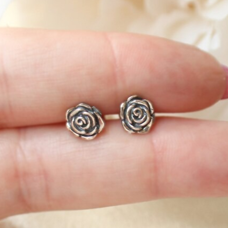E-shop Vintage Rosenblumen Ohrstecker für Damen, , Party, Urlaub, , Valentinstag, Jahrestagsgeschenk für Sie, einfache florale Ohrringe, Schmuck