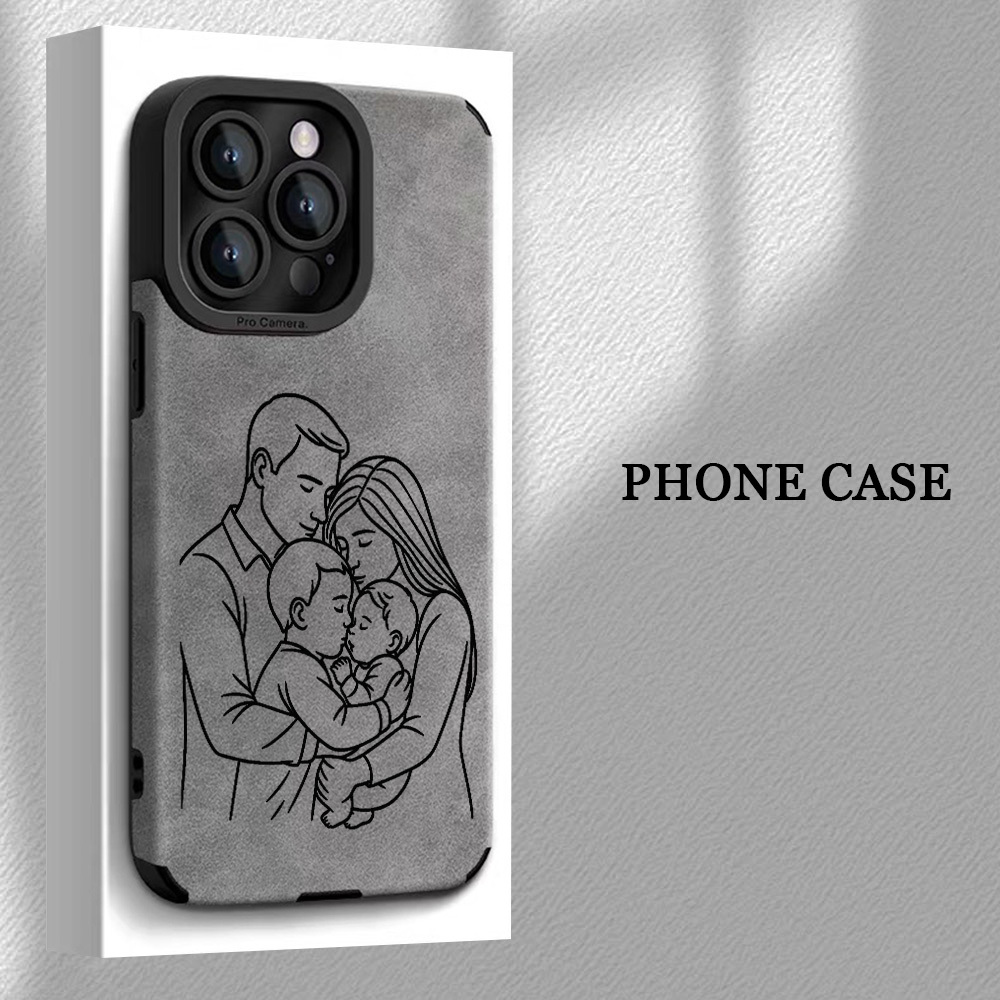 TEMU Phone Case - A Featuring A Line For A Family Of Four, With A Retro And Minimalist Fashion. This New Angel Wrap Tpu Phone Case Is A For Men And