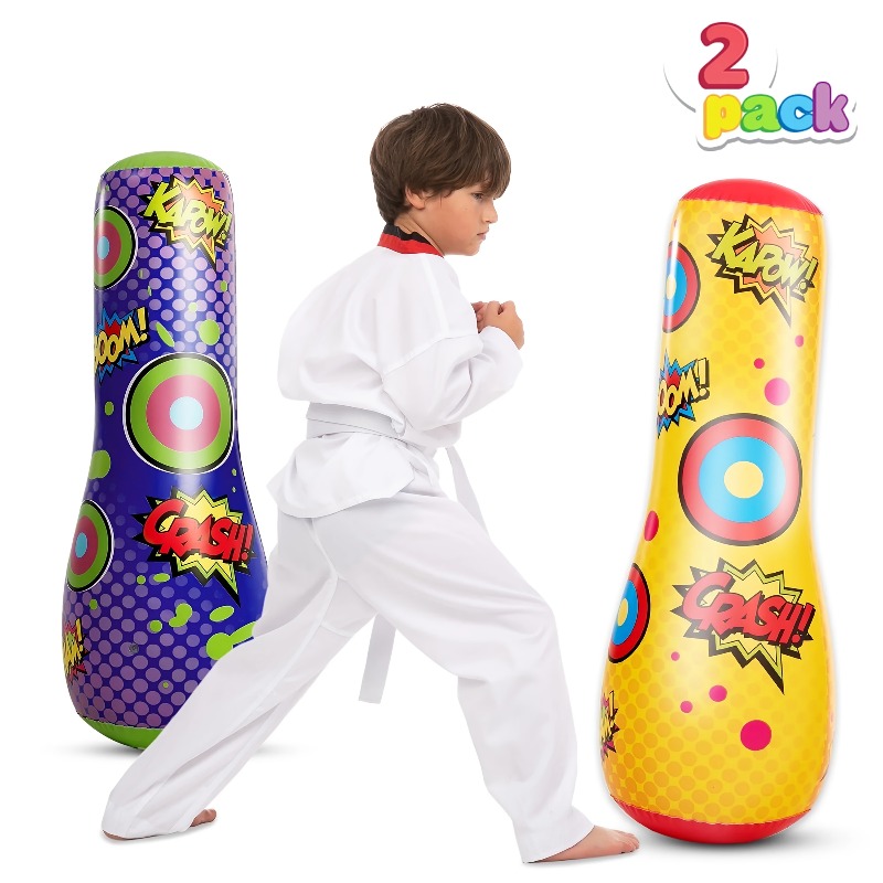 TEMU Lot de 2 jouets gonflables pour enfants, sac pour enfants de 47 pouces avec effet , sac gonflable pour jeux d'intérieur et d'extérieur, cadeaux