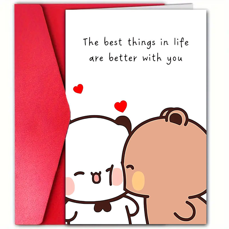 

1pc "the Best Thing In " Valentine's Day Greeting Card With , 12cm*18cm - Cute Cartoon & Design - Ideal For Boyfriend/girlfriend, Husband, Wife - Anniversaries & Romantic Surprises