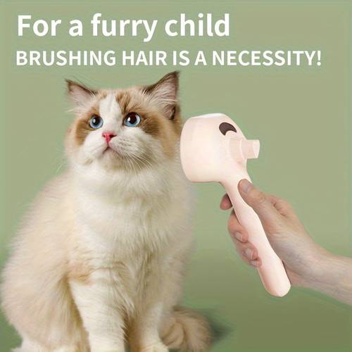 1pc steam pet brush with spray function 3 in 1 design for cats and dogs it can massage remove hair and of stainless steel bristles and plastic is an essential tool for pet care for