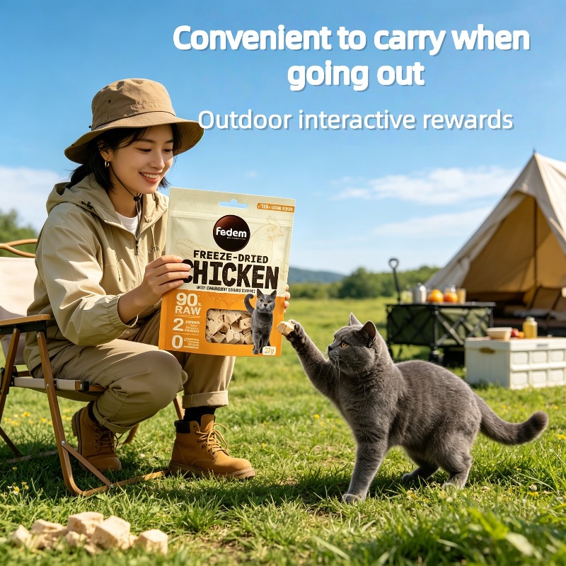 chicken   freeze dried cat snack 90 animal protein 0 artificial additives high quality protein and   natural rosemary   suitable for cats and dogs   rewards perfect gift for cat enthusiasts Product details 6