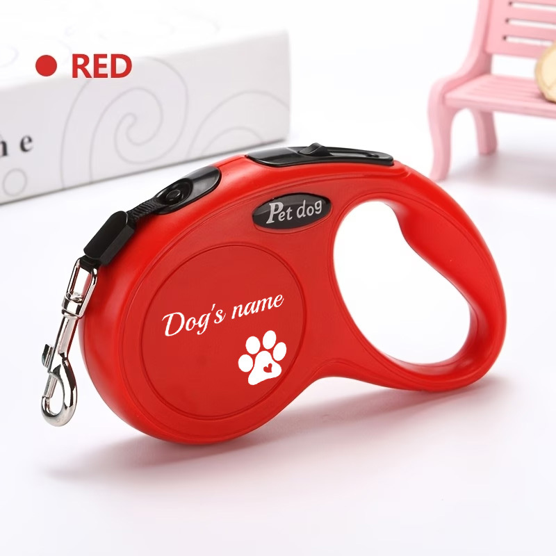 Personalized Paw Print Pattern Automatic Retractable Leash, 3m Length