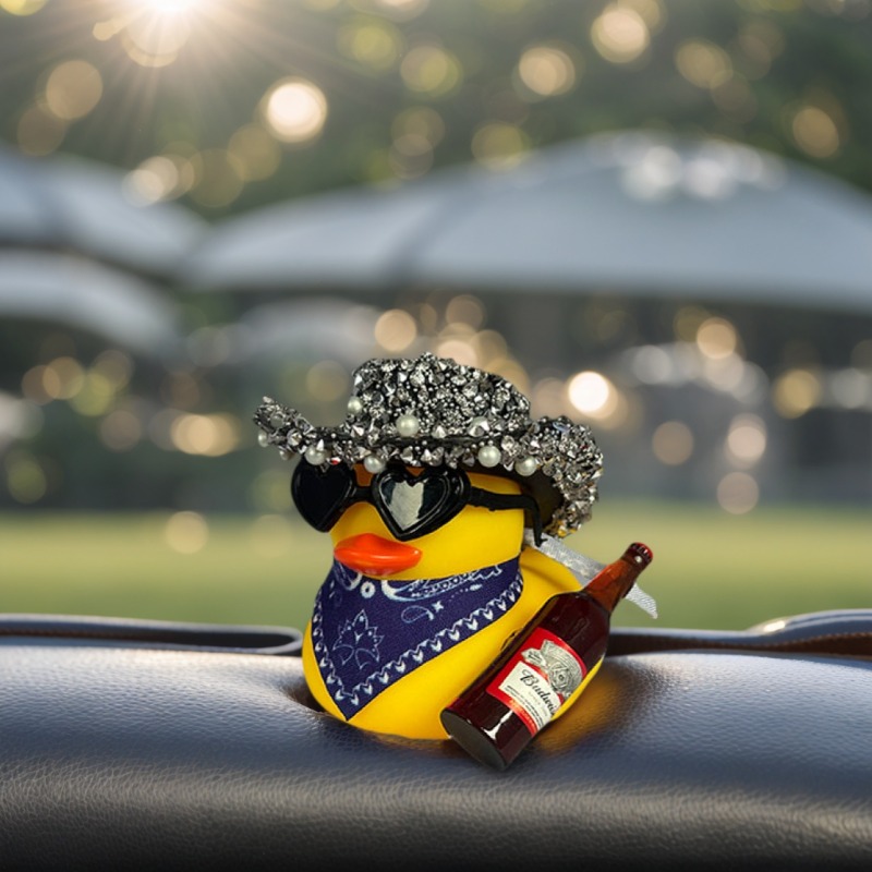 funny rubber duck car accessory party decor diy assemblable duck with pearl hat fashion glasses money bank like beer accessory   costume centerpiece gift for ducky lovers birthdays prom s