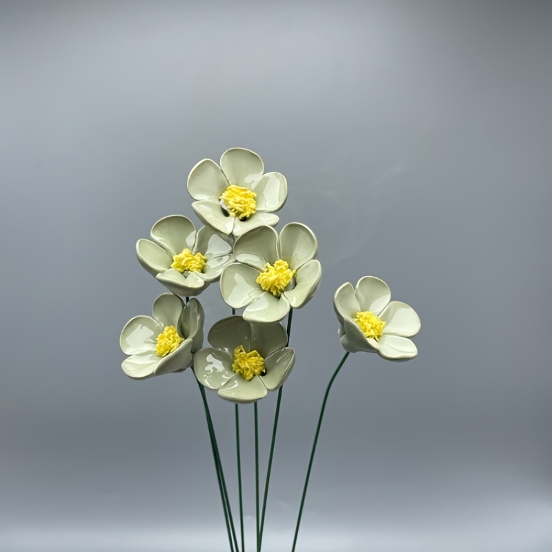E-shop 6-teiliges Keramik-Kunstblumenstrauß-Set, Kunstblumen-Deko für Zuhause, geeignet für Ostern, Hochzeiten, Valentinstag, Neujahr, Feiertagspartys,