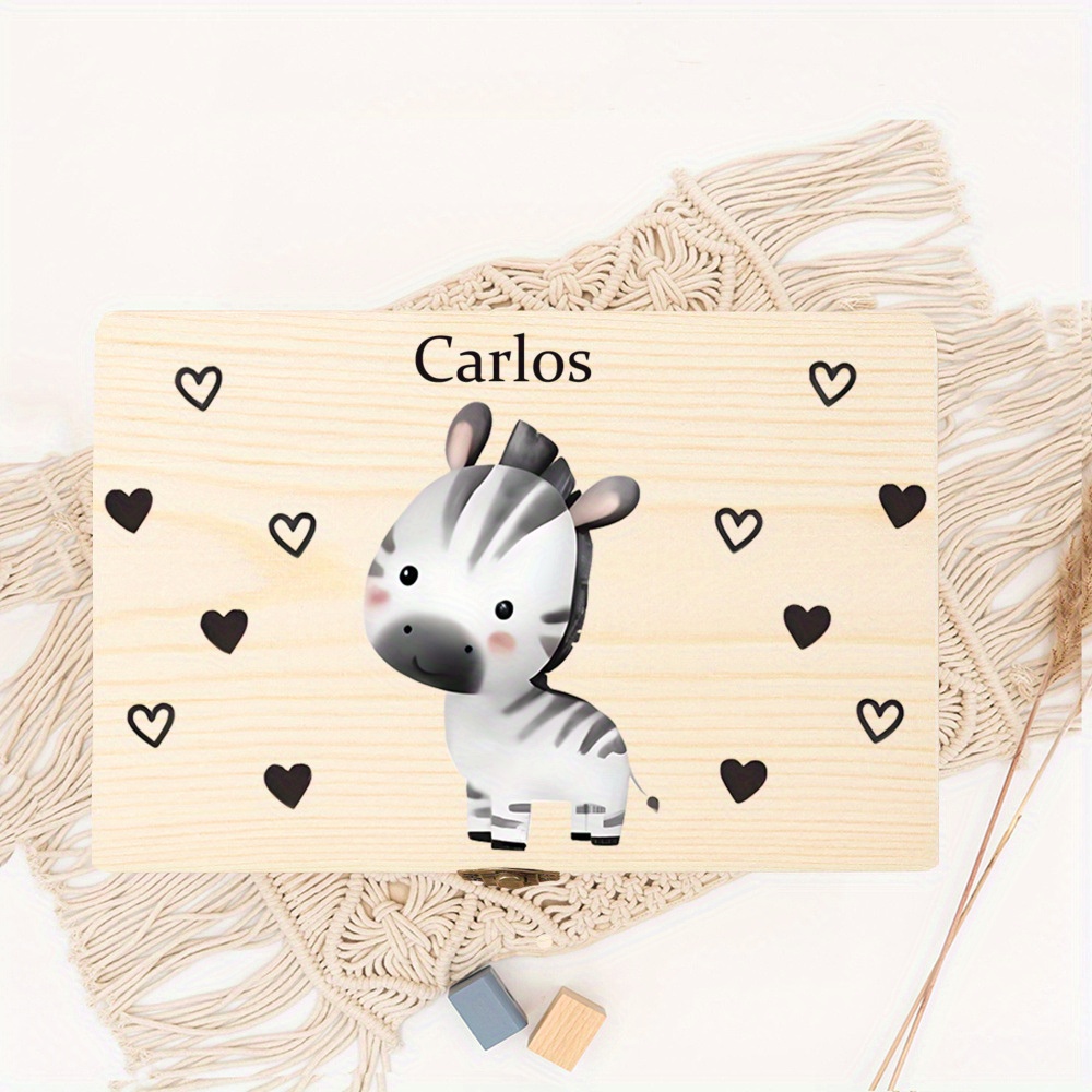 Personalized Baby Wooden Covered Storage Box for Newborns