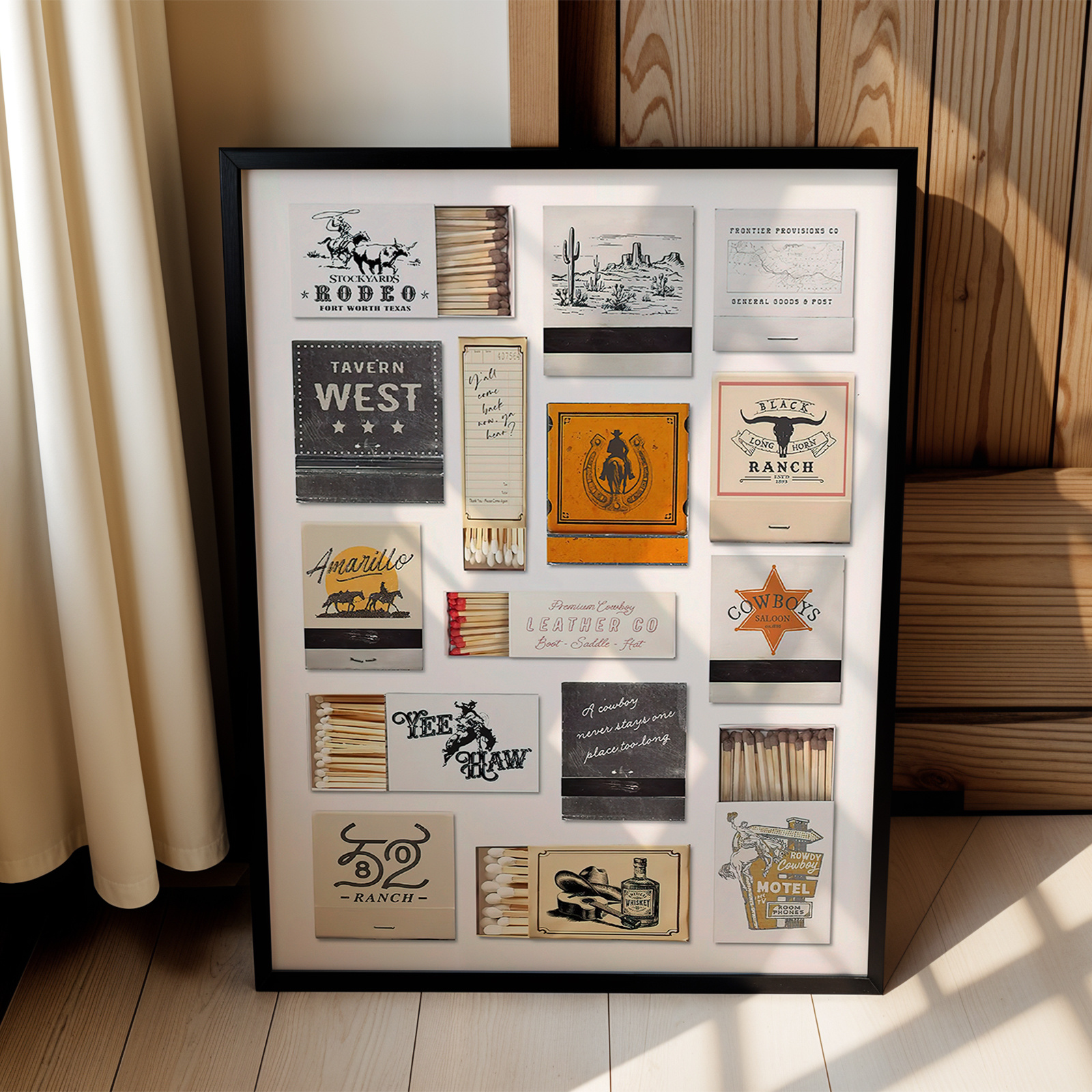 TEMU 2d Flat, 2d Flat, 1pc Wall Decoration, Retro Poster, Western Matchbox Artwork, Of A Cowboy, Trendy Match Poster, Vintage Cowgirl Decoration,