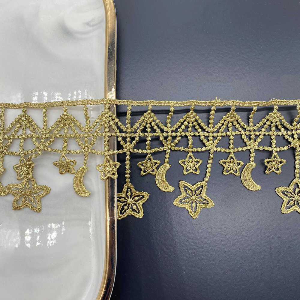 TEMU 1pc 1 Yard Broderie Dorée Étoile Lune Dentelle Suspendue Vêtements Bagages Garniture Décorative