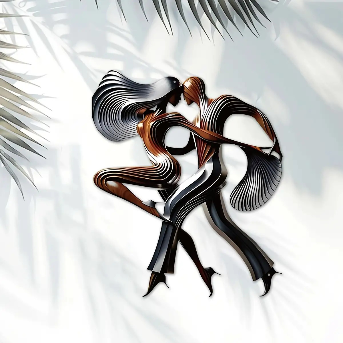 TEMU 1pc Of Large Metal Wall Art Featuring A Dancing Couple - A Sophisticated Metal Sculpture Ideal For Living Rooms, Weddings, Anniversaries, And