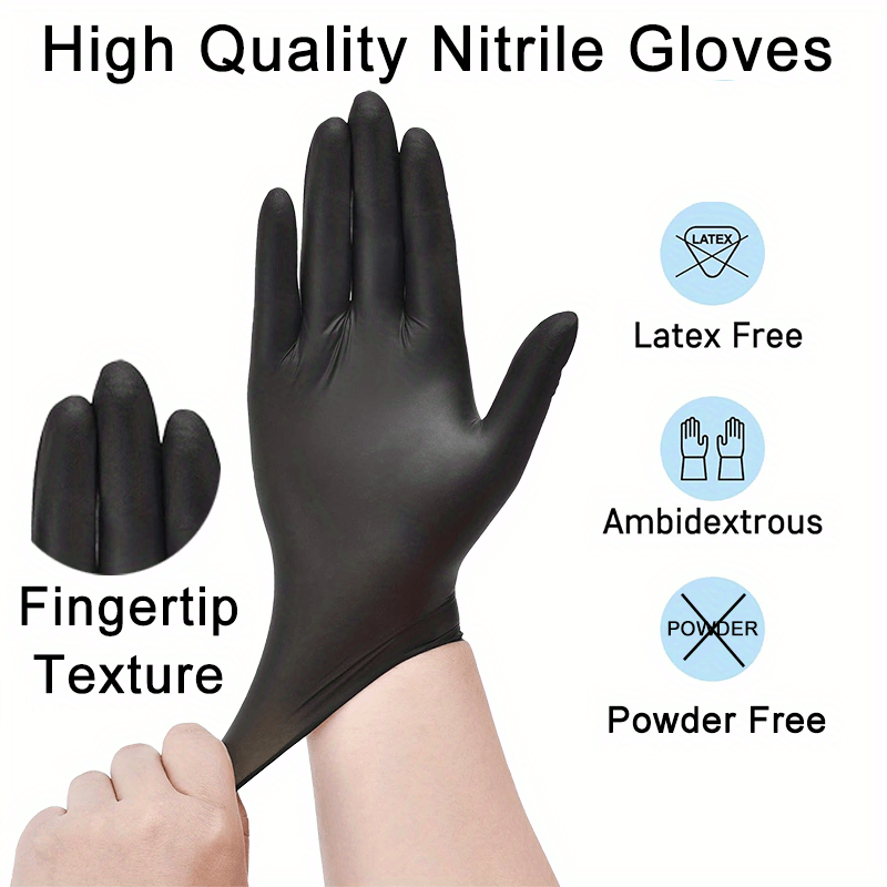 101pcs of black disposable gloves powder free   elastic black gloves suitable for food handling nail care dishwashing and household cleaning tasks details 1