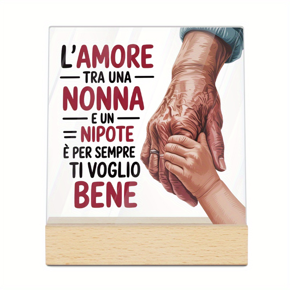 TEMU Ornamento 2D Piatto, Amore tra Nonna e Nipote - Elegante Decorazione da Tavolo Adatta per Compleanni, Matrimoni, Regali di Natale - Sentimentale