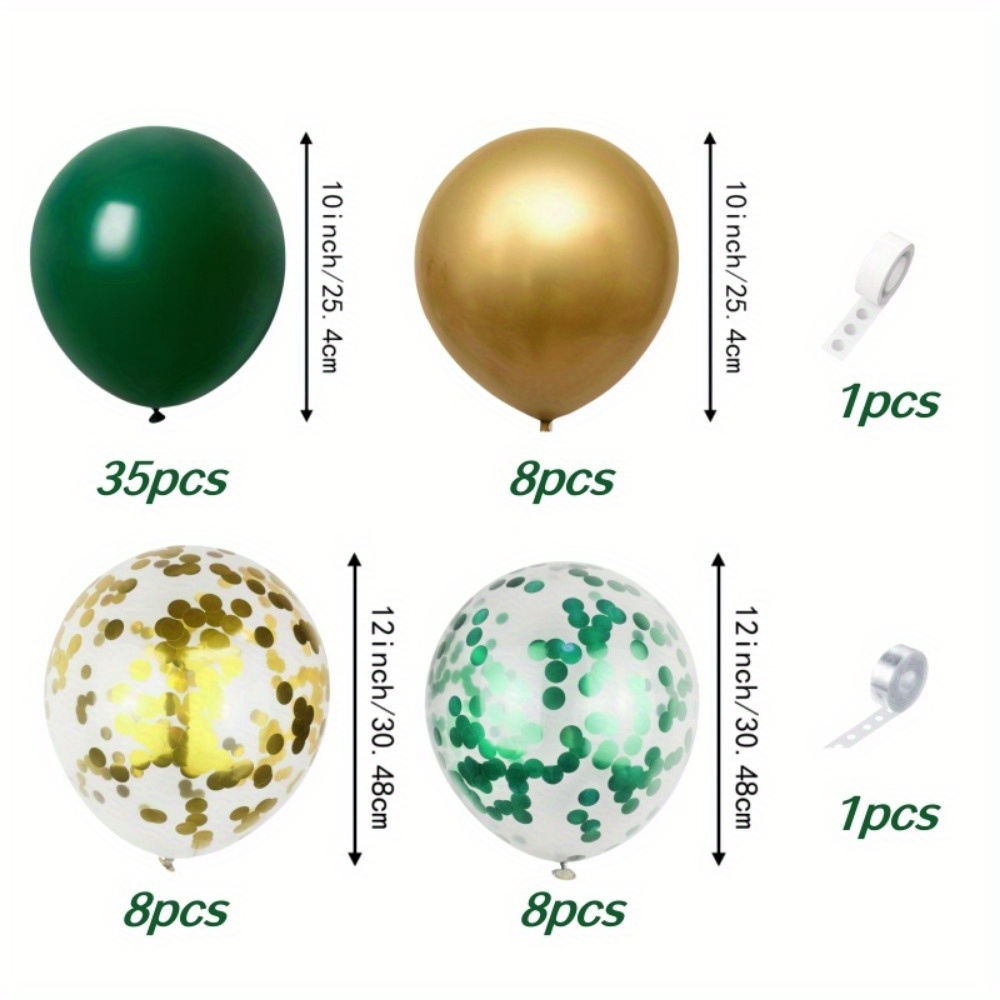 Versatile Celebration Balloon Set - Green, Golden & Glitter Balloons For Birthdays, Weddings, Anniversaries & More - Ideal For Party Decorations, |versatile Decor|durable Emulsion