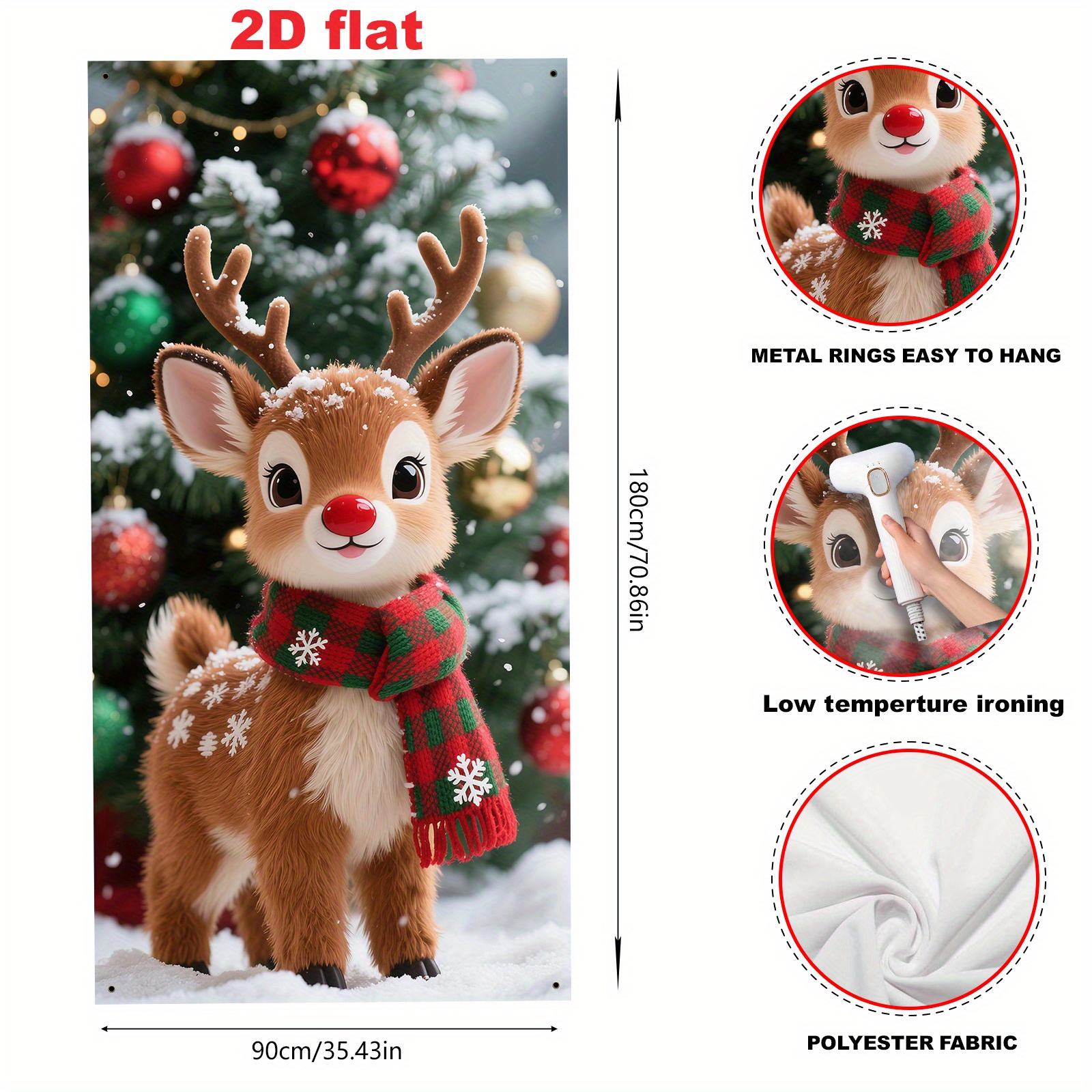 TEMU 2d Flat, 2d Flat - 2d Flat, 2d Flat - 2d Flat Banner [party Banner, Pull Flag] 1pc (35 X 70 Inches/90 X 180 Cm), Material, Christmas Decoration