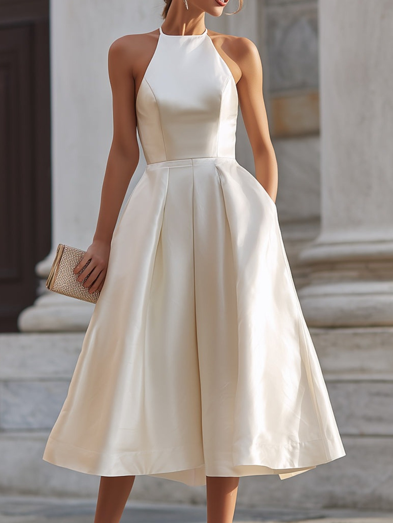 formal wedding reception dress for men ILENE Draped Satin Fitted Bridal & Formal Gown main image 0