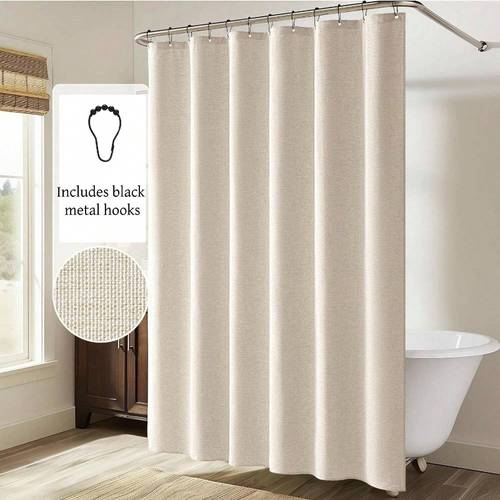 1 stuk verdikt douchegordijn, beige douchegordijn met metalen haken — zware stof, sneldrogend materiaal, voor privacybescherming en decoratie in de badkamer, woondecoratie, badkamerbenodigdheden, badkamerdecoratie voor terug naar school