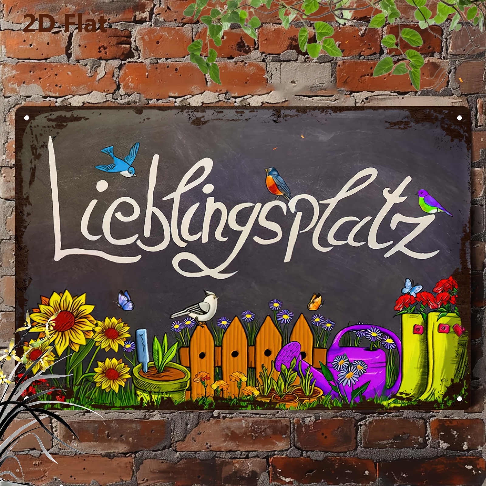 Image of 2d Flat, 1pc, Vintage Metal Sign, Garden To Decorate Your Heart , Classic Plaque For Club Bar Courtyard Office Decor, Decorative Sign Plaque, 8x12 Inch, 2d Flat