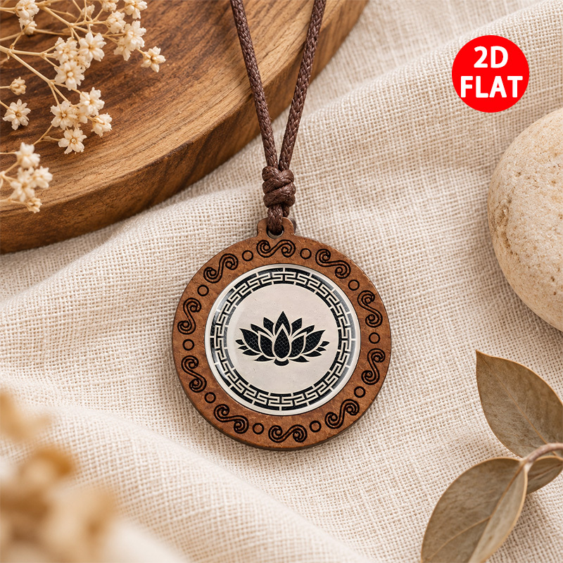 Buddhist Elements 2D Flat Pendant Necklace, Unisex Gift