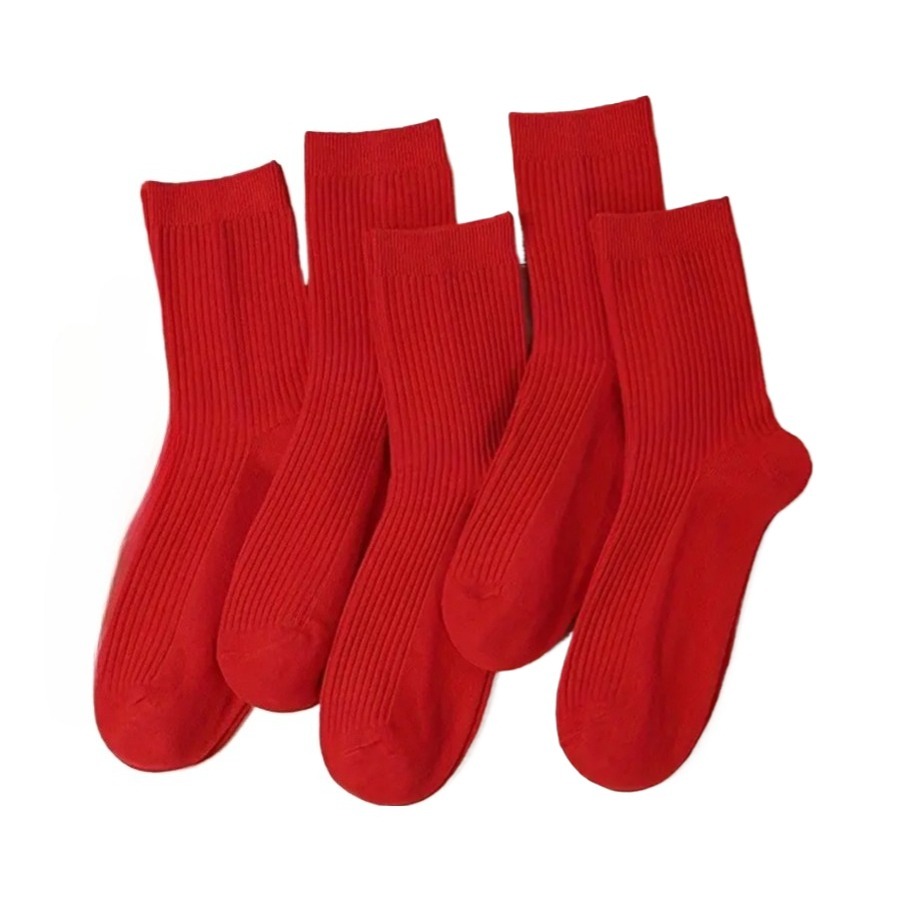 E-shop 4 Paar leuchtend rote wadenhohe Socken für Herbst/Winter, Unisex-Socken für Männer Frauen, weiche bequeme Freizeit-Sportsocken für Teenager,
