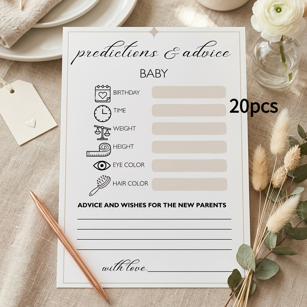 TEMU 20pcs, Fun "suggestions And Predictions" Cards, Designed For Shower Party Decorations And Supplies, Meeting All Needs For Gender Reveal Party