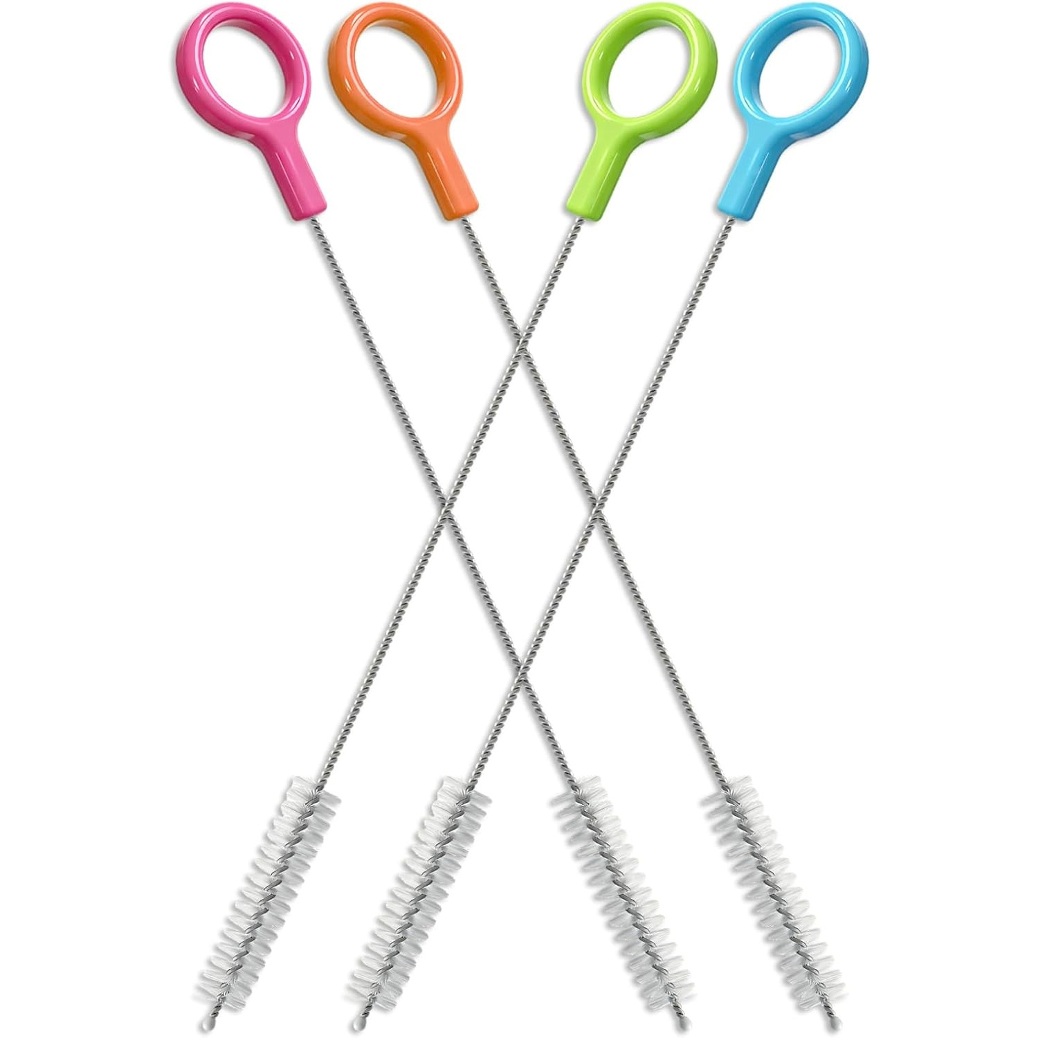 TEMU Straw Cleaner Brushes Set Of 4 - Straw Brush With Non-slip Handle In Extra-long Brush For Metal And Plastic Drinking Straws - Blue, Green,