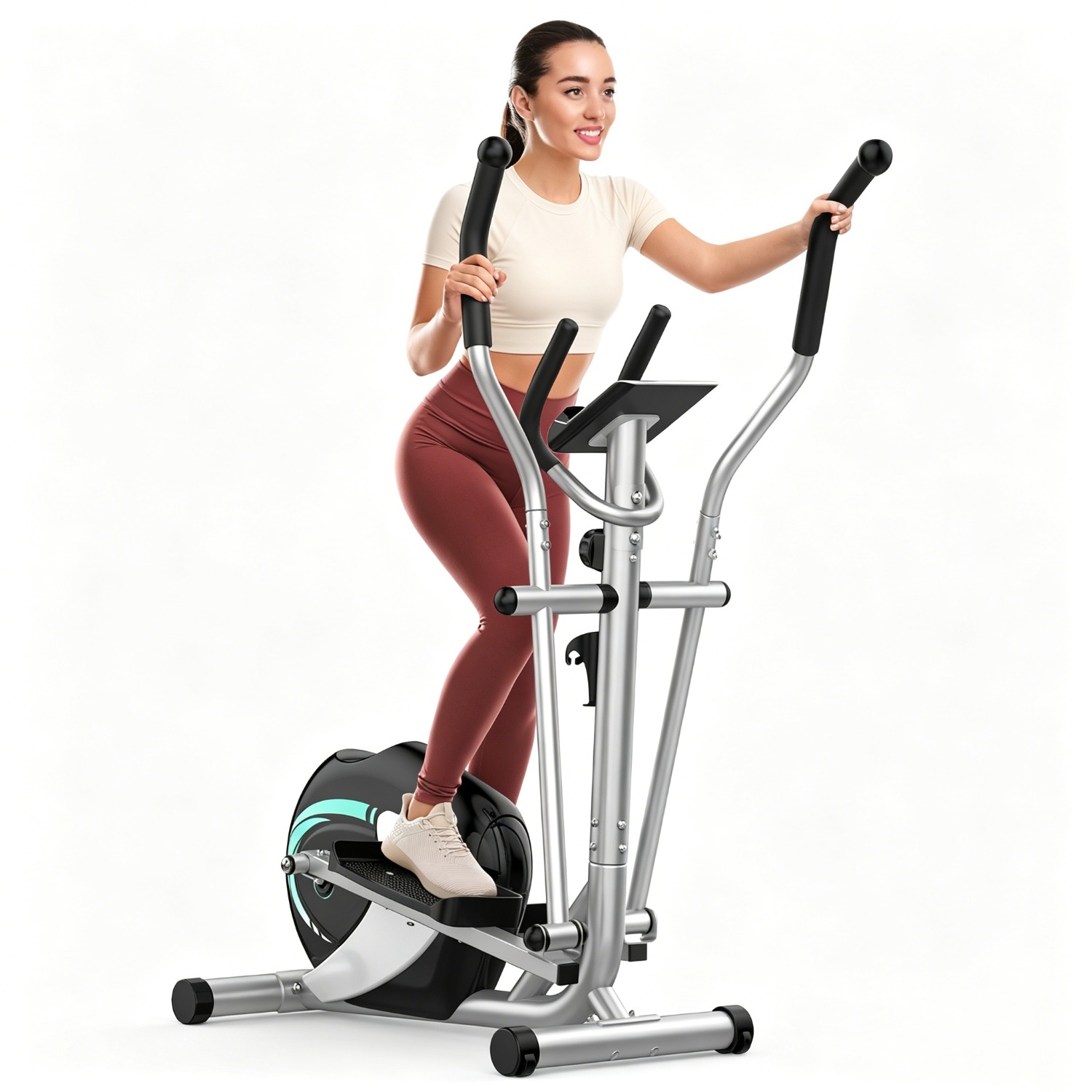 Home Elliptical Cross Trainer, Quiet Magnetic Elliptical Machine With 16-level Resistance, Smooth Full-body Workout Equipment, Without Battery