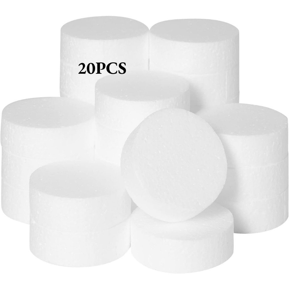 TEMU Lot de 20 cercles en mousse pour loisirs créatifs - Disques ronds en polystyrène de 3 pouces pour bricolage et projets (1 pouce d'épaisseur,