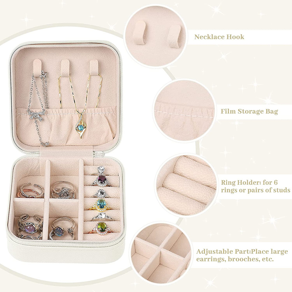 1pc A Versatile Travel Jewelry Organizer Bag - Portable Mini Travel Jewelry Storage Box, Compact Travel Case and Vanity Storage Box, Suitable for Storing Necklaces, Earrings, Ear Cuffs, Studs, Rings, and Lipstick Jewelry Boxes - 26 Golden Wreath