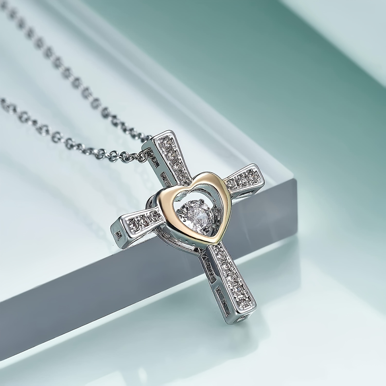 Stylish Love Cross Pendant Necklace, Unisex Design for Gifting