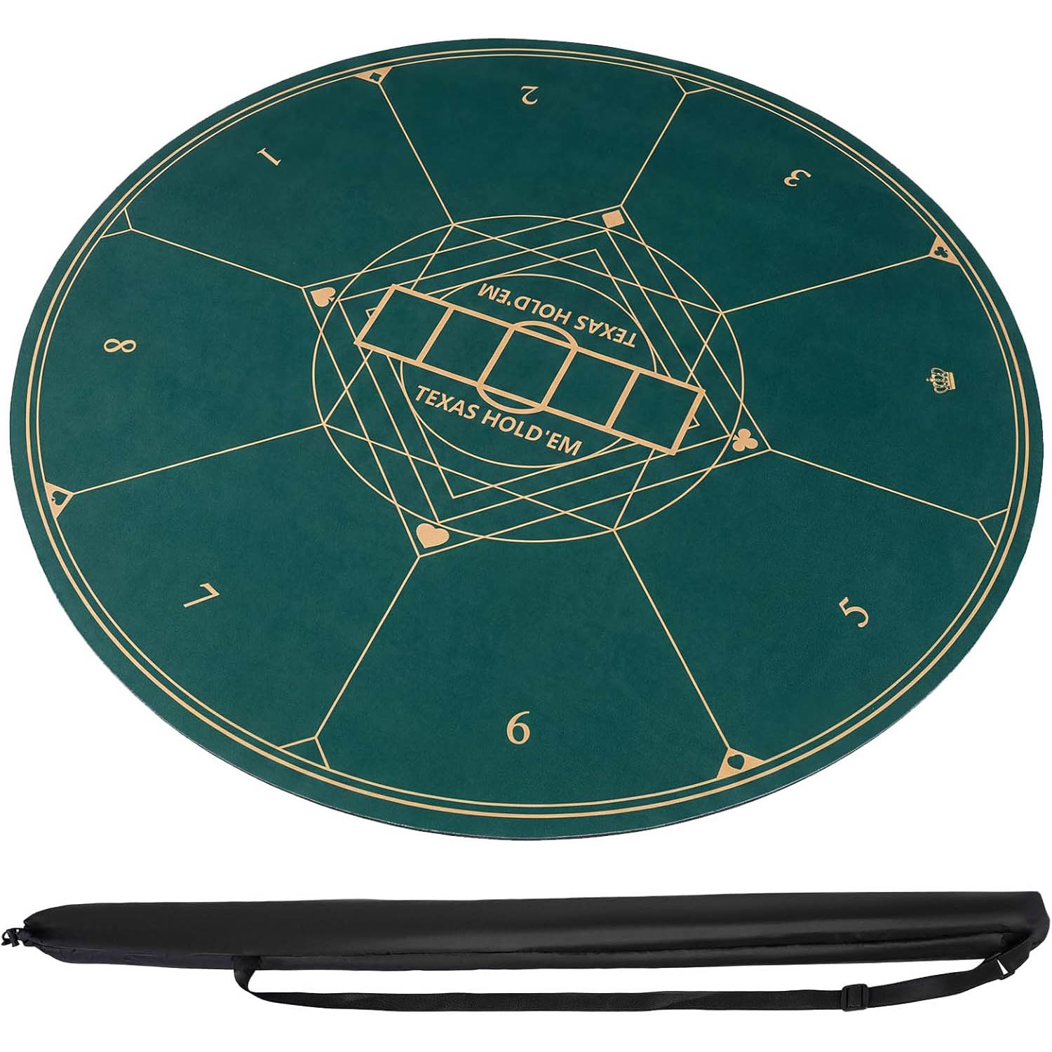 Image of Round Mat Table For 120cm, Portable Foldable Anti-slip Base Table Layout, 8-kid Table Top With Carrying Bag, Green