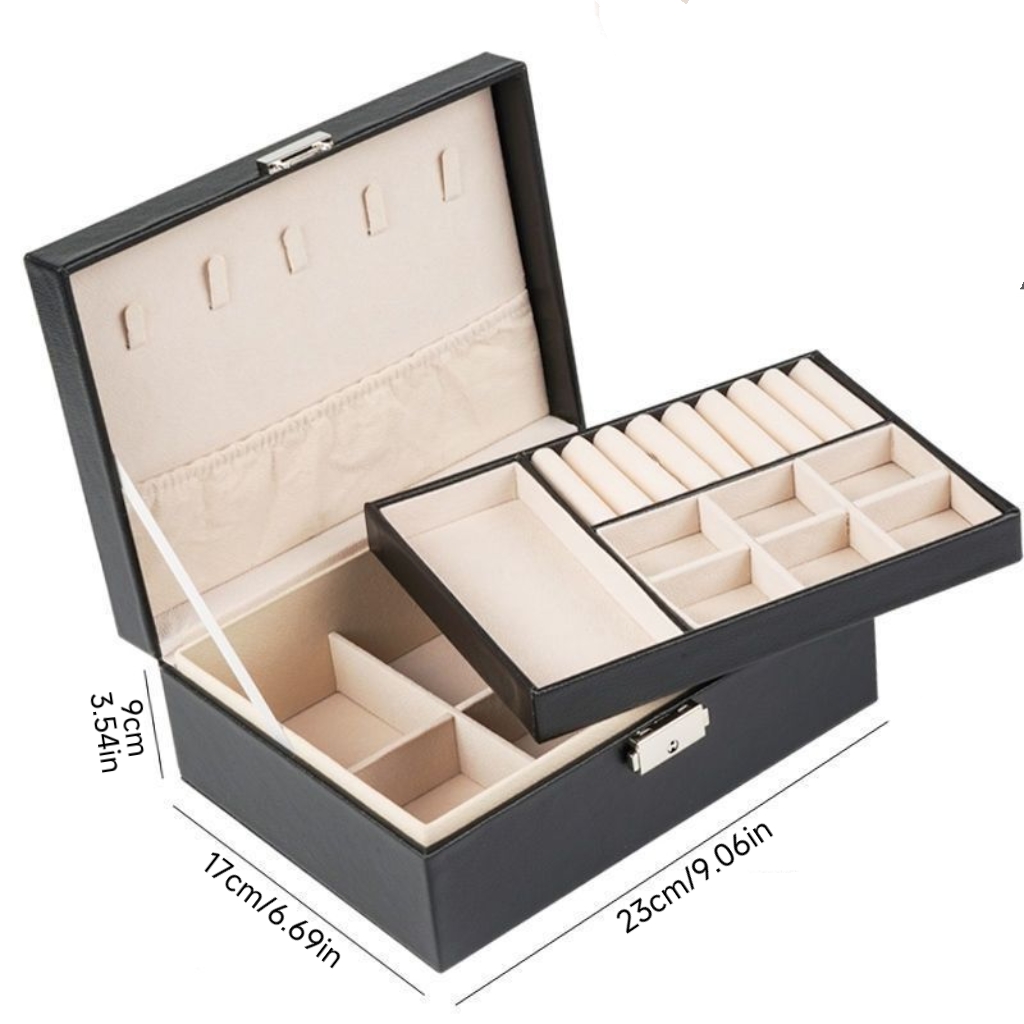 elegant white   leather jewelry organizer box with lock multi compartment design for necklaces earrings bracelets watches perfect gift for birthdays anniversaries special occasions jewelry gift box secure storage     Product details 2