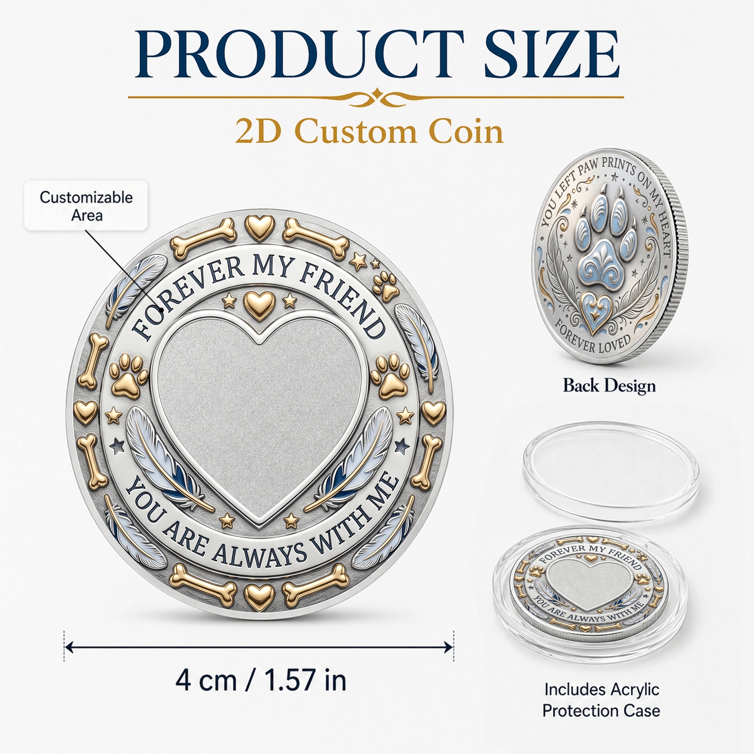 TEMU 1 Item, 2d Flat Personalized Photo Custom Commemorative Coin. The Front Side Allows Uploading Pet Photos For Customization. The Back Features A