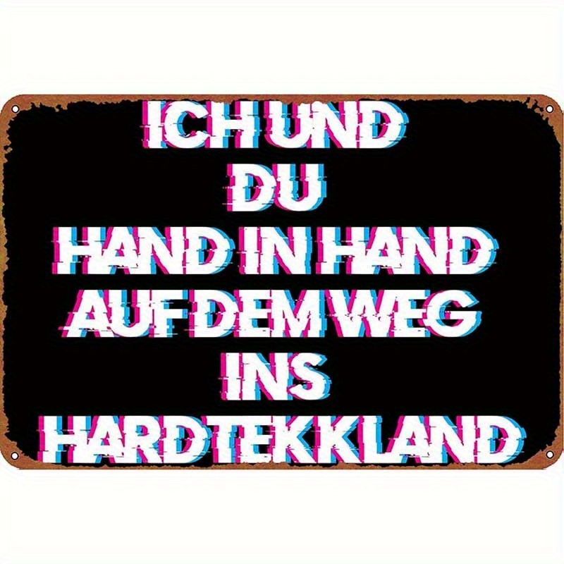 E-shop Hardtekk Deutsches Techno Poster Metallschild Wanddekoration - Schild für Wohnkultur Geschenke Aluminium Metallschild